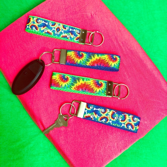 Keyfob, tie dye, asst styles/colors, 4”length - Picture 2 of 8